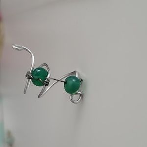 silver and green wrap ring